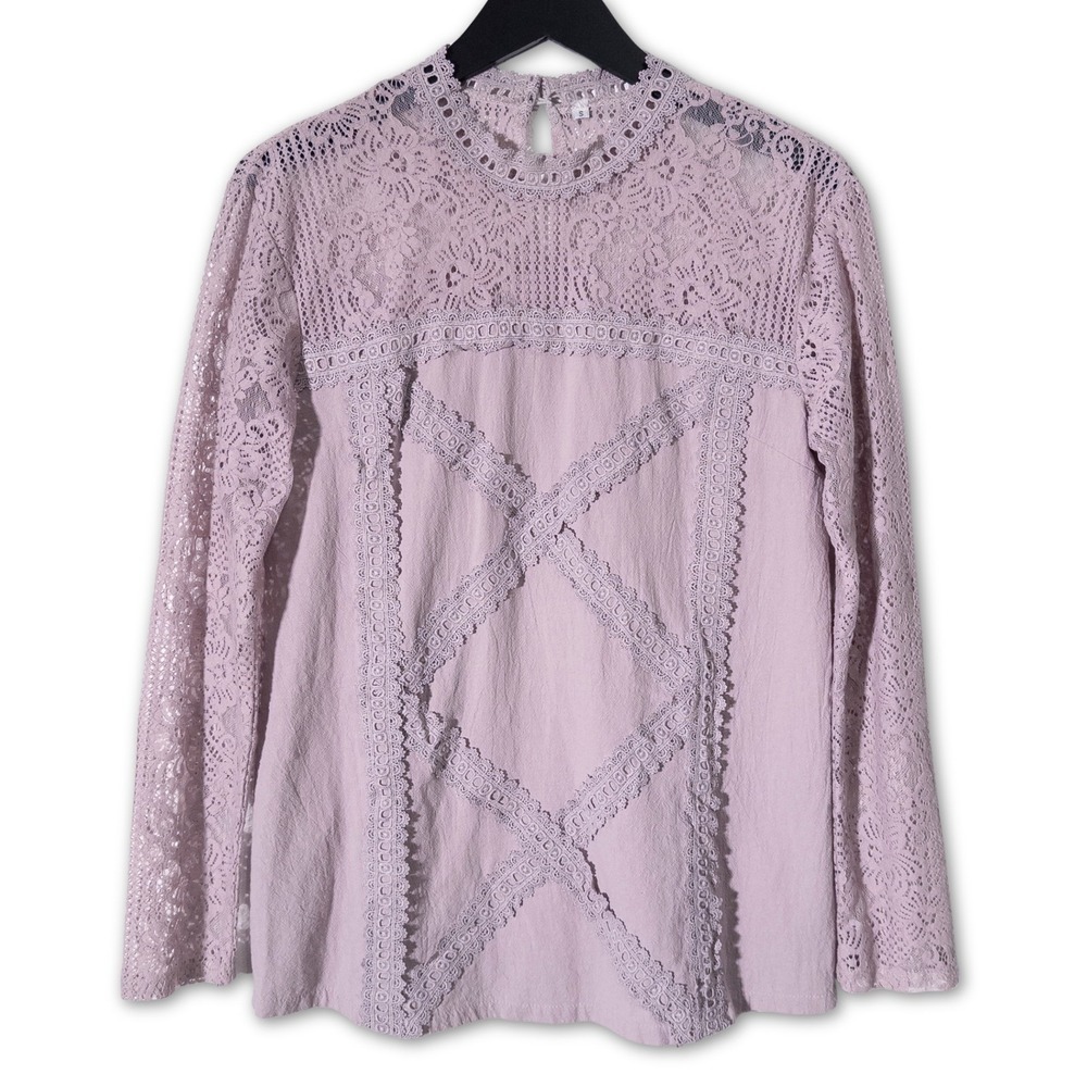 Whimsigoth Long Sleeve Blouse Womens S Purple Fairy Grunge Victorian Lace